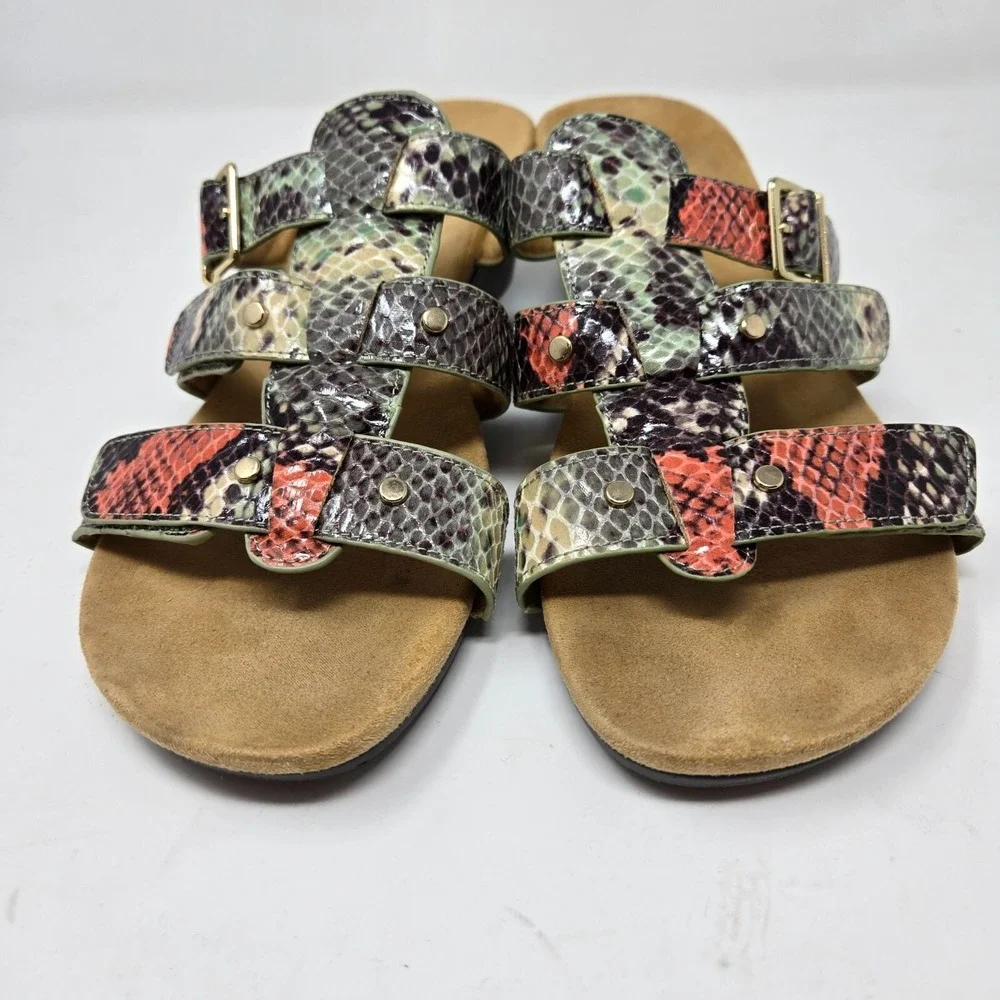 Vionic  9 Snakeskin Print Wedge Sandals Multi Color Comfort‎ Adjustable Straps